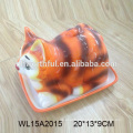 Lovely cat shaped ceramic bread plates,ceramic butter dishes with lids